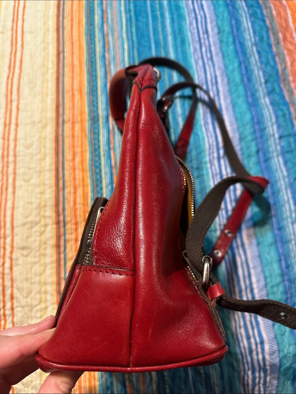 Patricia Nash Red Leather Mini Backpack
